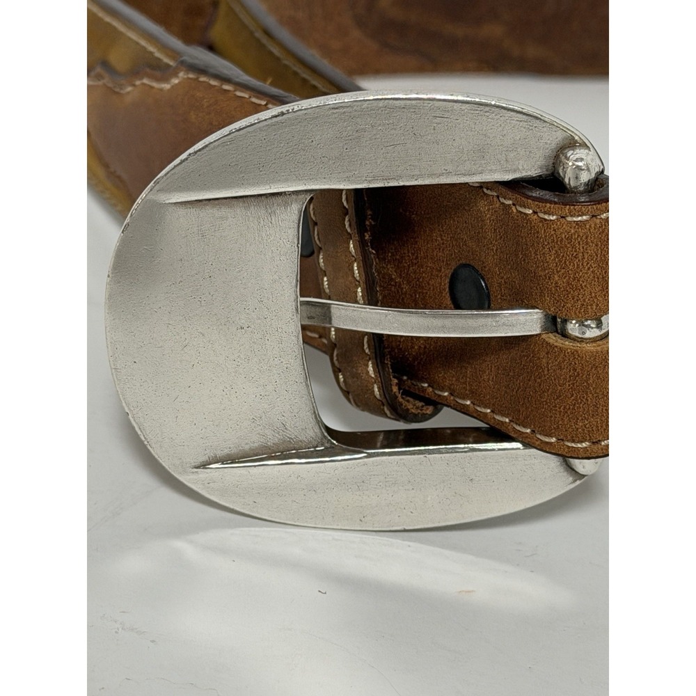 Men's Justin Leather Belt Fenced In Barbed Wire 40 Brown 10817 - Picture 5 of 11